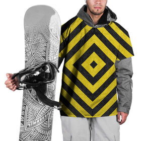 Накидка на куртку 3D с принтом Чёрные и Жёлтые Квадраты в Тюмени, 100% полиэстер |  | жёлтый | квадрат | полосы | текстура | узор | чёрный