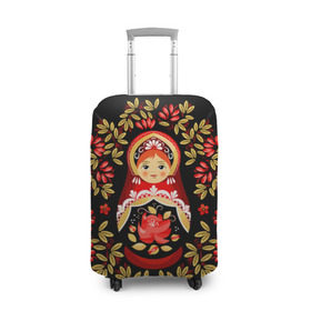 Чехол для чемодана 3D с принтом Матрешка в Тюмени, 86% полиэфир, 14% спандекс | двустороннее нанесение принта, прорези для ручек и колес | flowers | matryoshka | russian | роспись | русская | цветы