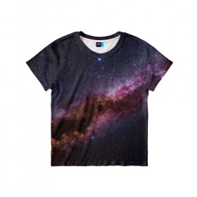Детская футболка 3D с принтом Млечный путь в Тюмени, 100% гипоаллергенный полиэфир | прямой крой, круглый вырез горловины, длина до линии бедер, чуть спущенное плечо, ткань немного тянется | вселенная | галактика | звёзды | космическое пространство | космос | созвездие