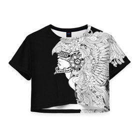 Женская футболка 3D укороченная с принтом Ангел мира в Тюмени, 100% полиэстер | круглая горловина, длина футболки до линии талии, рукава с отворотами | ангел | белое | девушка | киборг | крылья | новинки | текстуры | цветы | черное