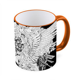 Кружка 3D с принтом Ангел мира в Тюмени, керамика | ёмкость 330 мл | ангел | белое | девушка | киборг | крылья | новинки | текстуры | цветы | черное