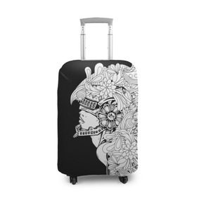 Чехол для чемодана 3D с принтом Ангел мира в Тюмени, 86% полиэфир, 14% спандекс | двустороннее нанесение принта, прорези для ручек и колес | ангел | белое | девушка | киборг | крылья | новинки | текстуры | цветы | черное