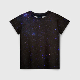 Детская футболка 3D с принтом Космос в Тюмени, 100% гипоаллергенный полиэфир | прямой крой, круглый вырез горловины, длина до линии бедер, чуть спущенное плечо, ткань немного тянется | вселенная | галактика | звезды | космос | млечный путь | ночь | планеты