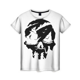 Женская футболка 3D с принтом Sea of Thieves в Тюмени, 100% полиэфир ( синтетическое хлопкоподобное полотно) | прямой крой, круглый вырез горловины, длина до линии бедер | of | pirat | sea | thieves | пират | череп