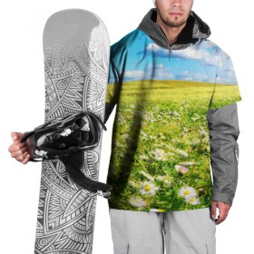Накидка на куртку 3D с принтом Ромашковый ковёр в Тюмени, 100% полиэстер |  | Тематика изображения на принте: горизонт | зелень | небо | облака | поле | поляна | ромашки | солнце | цветы