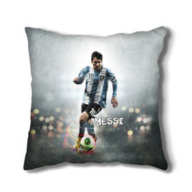 Подушка 3D с принтом Leo Messi в Тюмени, наволочка – 100% полиэстер, наполнитель – холлофайбер (легкий наполнитель, не вызывает аллергию). | состоит из подушки и наволочки. Наволочка на молнии, легко снимается для стирки | barselona | messi | аргентина | барселона | месси | мяч | футбол