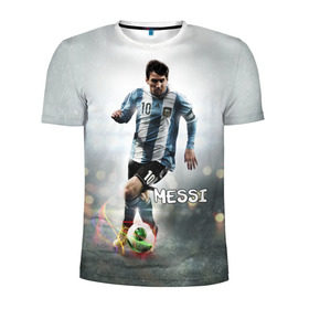 Мужская футболка 3D спортивная с принтом Leo Messi в Тюмени, 100% полиэстер с улучшенными характеристиками | приталенный силуэт, круглая горловина, широкие плечи, сужается к линии бедра | barselona | messi | аргентина | барселона | месси | мяч | футбол