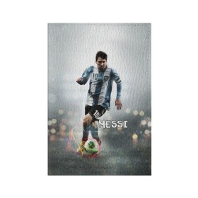 Обложка для паспорта матовая кожа с принтом Leo Messi в Тюмени, натуральная матовая кожа | размер 19,3 х 13,7 см; прозрачные пластиковые крепления | barselona | messi | аргентина | барселона | месси | мяч | футбол