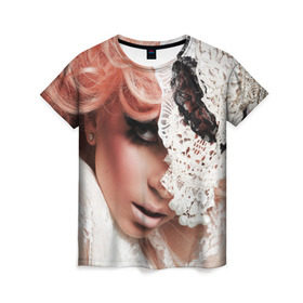 Женская футболка 3D с принтом Lady Gaga в Тюмени, 100% полиэфир ( синтетическое хлопкоподобное полотно) | прямой крой, круглый вырез горловины, длина до линии бедер | lady gaga | звезда | знаменитость | леди гага | музыка | певица
