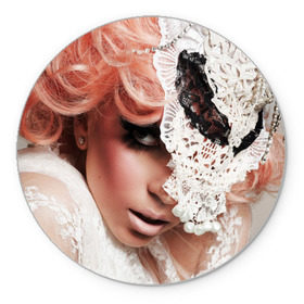 Коврик круглый с принтом Lady Gaga в Тюмени, резина и полиэстер | круглая форма, изображение наносится на всю лицевую часть | lady gaga | звезда | знаменитость | леди гага | музыка | певица