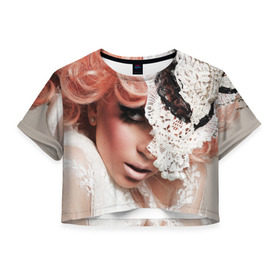 Женская футболка 3D укороченная с принтом Lady Gaga в Тюмени, 100% полиэстер | круглая горловина, длина футболки до линии талии, рукава с отворотами | lady gaga | звезда | знаменитость | леди гага | музыка | певица