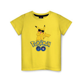 Детская футболка хлопок с принтом Pokemon GO в Тюмени, 100% хлопок | круглый вырез горловины, полуприлегающий силуэт, длина до линии бедер | pikachu | pokeball | доллар | золото | пикачу | покеболл | покемон