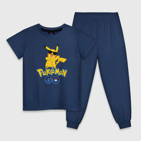 Детская пижама хлопок с принтом Pokemon GO в Тюмени, 100% хлопок |  брюки и футболка прямого кроя, без карманов, на брюках мягкая резинка на поясе и по низу штанин
 | pikachu | pokeball | доллар | золото | пикачу | покеболл | покемон