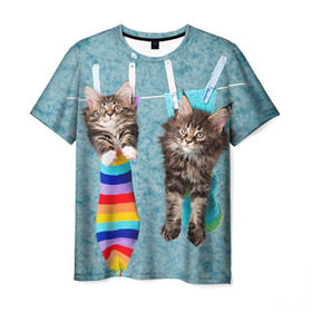Мужская футболка 3D с принтом Мейн-кун 1 в Тюмени, 100% полиэфир | прямой крой, круглый вырез горловины, длина до линии бедер | Тематика изображения на принте: кот | котенок | котик | котэ | кошка | мейн кун | мейнкун | мэйн кун | мэйнкун
