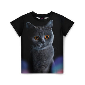 Детская футболка 3D с принтом Британец 1 в Тюмени, 100% гипоаллергенный полиэфир | прямой крой, круглый вырез горловины, длина до линии бедер, чуть спущенное плечо, ткань немного тянется | британец | британская | британцы | кот | котенок | котик | котэ | кошка