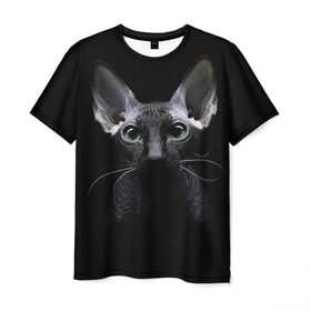 Мужская футболка 3D с принтом Сфинкс 2 в Тюмени, 100% полиэфир | прямой крой, круглый вырез горловины, длина до линии бедер | кот | котенок | котик | котэ | кошка | сфинкс