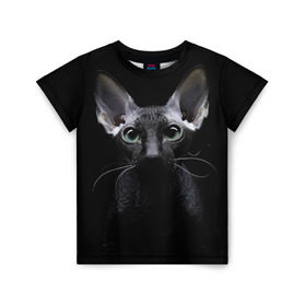Детская футболка 3D с принтом Сфинкс 2 в Тюмени, 100% гипоаллергенный полиэфир | прямой крой, круглый вырез горловины, длина до линии бедер, чуть спущенное плечо, ткань немного тянется | кот | котенок | котик | котэ | кошка | сфинкс