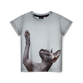 Детская футболка 3D с принтом Сфинкс 3 в Тюмени, 100% гипоаллергенный полиэфир | прямой крой, круглый вырез горловины, длина до линии бедер, чуть спущенное плечо, ткань немного тянется | Тематика изображения на принте: кот | котенок | котик | котэ | кошка | сфинкс