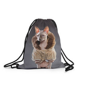 Рюкзак-мешок 3D с принтом Сфинкс 4 в Тюмени, 100% полиэстер | плотность ткани — 200 г/м2, размер — 35 х 45 см; лямки — толстые шнурки, застежка на шнуровке, без карманов и подкладки | кот | котенок | котик | котэ | кошка | сфинкс