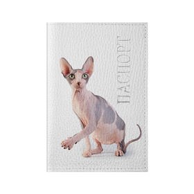Обложка для паспорта матовая кожа с принтом Сфинкс 5 в Тюмени, натуральная матовая кожа | размер 19,3 х 13,7 см; прозрачные пластиковые крепления | Тематика изображения на принте: кот | котенок | котик | котэ | кошка | сфинкс