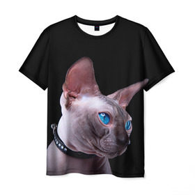 Мужская футболка 3D с принтом Сфинкс 6 в Тюмени, 100% полиэфир | прямой крой, круглый вырез горловины, длина до линии бедер | Тематика изображения на принте: кот | котенок | котик | котэ | кошка | сфинкс