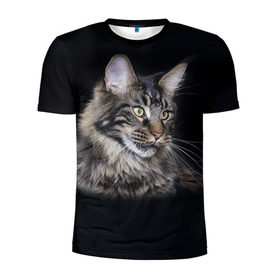 Мужская футболка 3D спортивная с принтом Мейн-кун 5 в Тюмени, 100% полиэстер с улучшенными характеристиками | приталенный силуэт, круглая горловина, широкие плечи, сужается к линии бедра | кот | котенок | котик | котэ | кошка | мейн кун | мейнкун | мэйн кун | мэйнкун