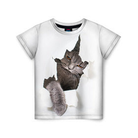 Детская футболка 3D с принтом Британец 4 в Тюмени, 100% гипоаллергенный полиэфир | прямой крой, круглый вырез горловины, длина до линии бедер, чуть спущенное плечо, ткань немного тянется | британец | британская | британцы | кот | котенок | котик | котэ | кошка