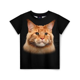 Детская футболка 3D с принтом Мейн-кун 6 в Тюмени, 100% гипоаллергенный полиэфир | прямой крой, круглый вырез горловины, длина до линии бедер, чуть спущенное плечо, ткань немного тянется | кот | котенок | котик | котэ | кошка | мейн кун | мейнкун | мэйн кун | мэйнкун