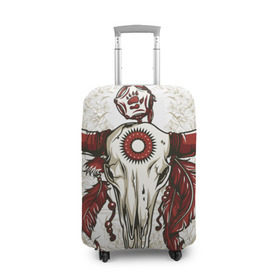 Чехол для чемодана 3D с принтом Хранитель духов в Тюмени, 86% полиэфир, 14% спандекс | двустороннее нанесение принта, прорези для ручек и колес | апачи | вождь | канада | талисман