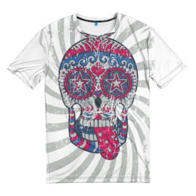 Мужская футболка 3D с принтом Талисман в Тюмени, 100% полиэфир | прямой крой, круглый вырез горловины, длина до линии бедер | мексика | мертвецы | новинки | праздник | символ | традиция | украшения | череп