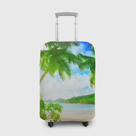 Чехол для чемодана 3D с принтом Тропики в Тюмени, 86% полиэфир, 14% спандекс | двустороннее нанесение принта, прорези для ручек и колес | берег | лето | море | отдых | тропики