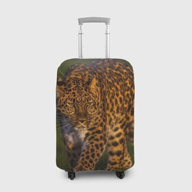 Чехол для чемодана 3D с принтом Дальневосточный леопард в Тюмени, 86% полиэфир, 14% спандекс | двустороннее нанесение принта, прорези для ручек и колес | дикая кошка | леопард | природа | хищник