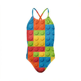Детский купальник 3D с принтом Лего в Тюмени, Полиэстер 85%, Спандекс 15% | Слитный крой, подклад по переду изделия, узкие бретели | Тематика изображения на принте: lego | дети