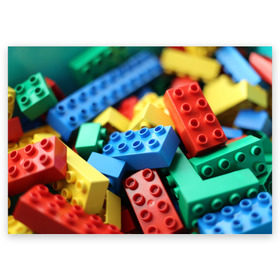 Поздравительная открытка с принтом Лего в Тюмени, 100% бумага | плотность бумаги 280 г/м2, матовая, на обратной стороне линовка и место для марки
 | lego | дети