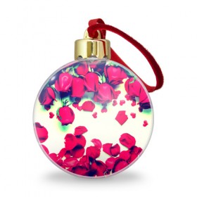 Ёлочный шар с принтом Розовые розы в Тюмени, Пластик | Диаметр: 77 мм | лепестки | цветы