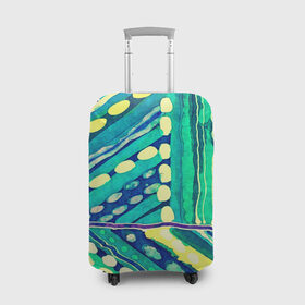 Чехол для чемодана 3D с принтом Этника рисунок в Тюмени, 86% полиэфир, 14% спандекс | двустороннее нанесение принта, прорези для ручек и колес | зеленый | орнамент | этно
