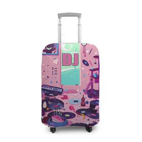 Чехол для чемодана 3D с принтом DJ в Тюмени, 86% полиэфир, 14% спандекс | двустороннее нанесение принта, прорези для ручек и колес | dj | music | диджей | клуб. винил | музыка | музыкальные инструменты | пластинки