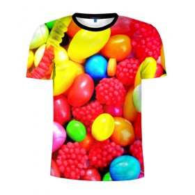 Мужская футболка 3D спортивная с принтом Sweet Candy в Тюмени, 100% полиэстер с улучшенными характеристиками | приталенный силуэт, круглая горловина, широкие плечи, сужается к линии бедра | Тематика изображения на принте: 
