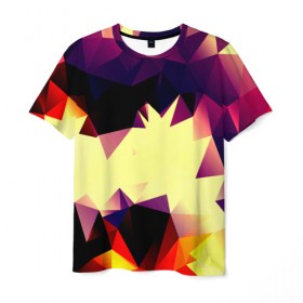 Мужская футболка 3D с принтом Polygoni в Тюмени, 100% полиэфир | прямой крой, круглый вырез горловины, длина до линии бедер | полигоны | разноцветный | яркий