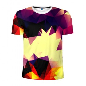Мужская футболка 3D спортивная с принтом Polygoni в Тюмени, 100% полиэстер с улучшенными характеристиками | приталенный силуэт, круглая горловина, широкие плечи, сужается к линии бедра | полигоны | разноцветный | яркий