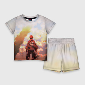 Детский костюм с шортами 3D с принтом боец разведотряда после боя в Тюмени,  |  | attack on titan | levi akkerman | атака титанов | вторжение гигантов | крылья свободы | леви аккерман | разведчик | ривай