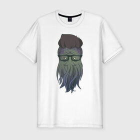 Мужская футболка премиум с принтом Хипстер Ктулху в Тюмени, 92% хлопок, 8% лайкра | приталенный силуэт, круглый вырез ворота, длина до линии бедра, короткий рукав | говард лавкрафт | зов ктулху | хипстер