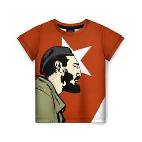 Детская футболка 3D с принтом Куба в Тюмени, 100% гипоаллергенный полиэфир | прямой крой, круглый вырез горловины, длина до линии бедер, чуть спущенное плечо, ткань немного тянется | che | patria o muerte | кастро | куба | о.м.с.к. | революция | ссср | фидель | фидель кастро