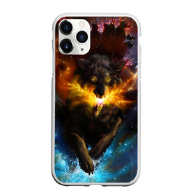 Чехол для iPhone 11 Pro матовый с принтом Космоволк в Тюмени, Силикон |  | волк | вселенная | галактика | звёзды | космос | оскал | пламя | созвездие