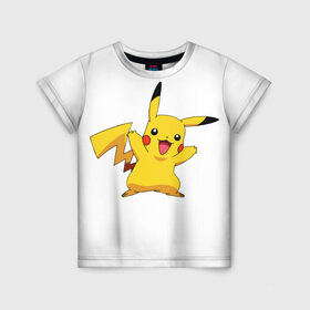 Детская футболка 3D с принтом Pikachu в Тюмени, 100% гипоаллергенный полиэфир | прямой крой, круглый вырез горловины, длина до линии бедер, чуть спущенное плечо, ткань немного тянется | Тематика изображения на принте: pikachu