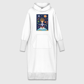 Платье удлиненное хлопок с принтом Йога и гармония в Тюмени,  |  | девушка | единение | звезды | йога | космос | медитация | планета