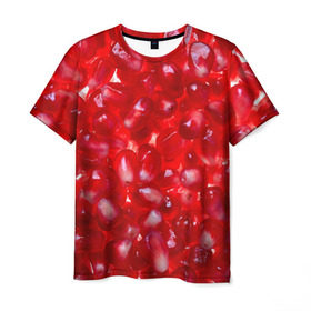 Мужская футболка 3D с принтом Зерна граната в Тюмени, 100% полиэфир | прямой крой, круглый вырез горловины, длина до линии бедер | Тематика изображения на принте: гранат | еда | зерна | красный | сладкое | фрукты