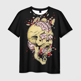 Мужская футболка 3D с принтом Взрыв мозга в Тюмени, 100% полиэфир | прямой крой, круглый вырез горловины, длина до линии бедер | взрыв | дьявол | мозг | монстр | прикольные картинки | череп