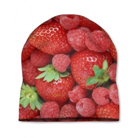 Шапка 3D с принтом Ягоды в Тюмени, 100% полиэстер | универсальный размер, печать по всей поверхности изделия | десерт | еда | клубника | красный | малина | сладкое | ягоды