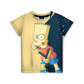 Детская футболка 3D с принтом Барт в Тюмени, 100% гипоаллергенный полиэфир | прямой крой, круглый вырез горловины, длина до линии бедер, чуть спущенное плечо, ткань немного тянется | Тематика изображения на принте: simpsons | барт | гомер | мардж | симпсоны